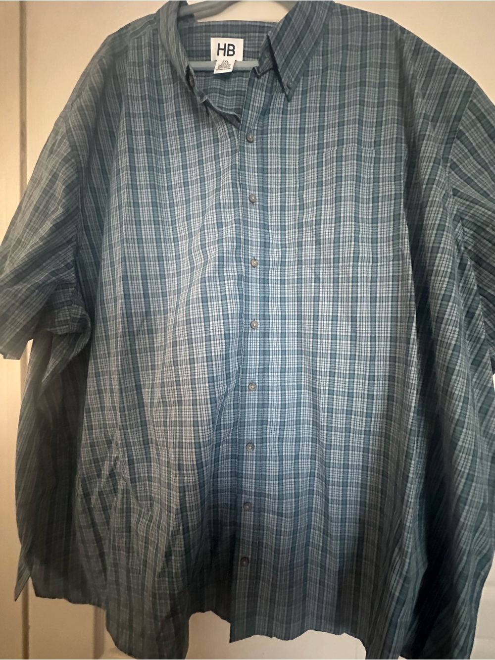 Men's Blue Plaid Button-Up Shirt